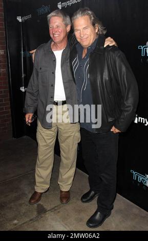 Jeff Bridges and Bruce Boxleitner arrive at the San Diego Convention Center for Disney's 'TRON: Legacy' party, hosted by MySpace, during Comic-Con 2010.  The party, dubbed 'Comi-Tron', was held inside a recreation of 'FlynnÕs Arcade' from the film and showcased a new trailer and 3D footage of the sci-fi sequel.  'TRON: Legacy' director Joseph Kosinski has been quoted as saying, 'Comic-conÕs kind of a comfortable place for us to be because thatÕs where we showed up two years ago with that little VFX demo we did, testing the waters and seeing if anyone was interested in this movie at all. In fac Stock Photo