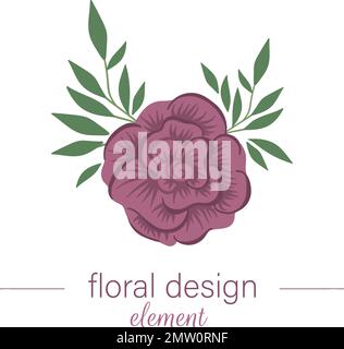 Vector floral vertical decorative element. Flat trendy illustration with flower, leaves, branches. Meadow, woodland, forest clip art. Beautiful spring Stock Vector