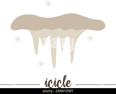Vector icicle with snowflakes isolated on white background. Cute funny illustration of new year symbol. Christmas flat style picture for decorations o Stock Vector