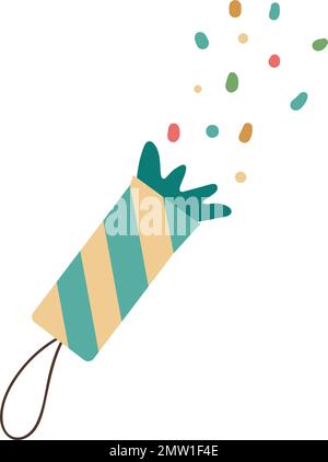 Vector cracker isolated on white background. Cute funny illustration of new year or birthday symbol. Christmas flat style picture for decorations or d Stock Vector
