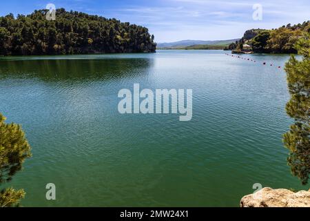 Embalse del Conde de Guadalhorce reservoir, manmade lake in a nature park. Parque Natural de Ardales, Malaga province, Andalusia, Spain. Stock Photo