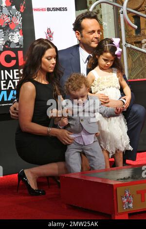 Vince Vaugh, wife Kyla Weber, daughter Locklyn Vaughn and son Vernon Vaugh at his Star Ceremony on the Hollywood Walk of Fame. Los Angeles, CA. 4th March 2015. Stock Photo