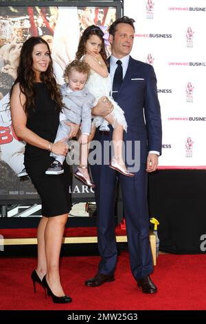 Vince Vaugh, wife Kyla Weber, daughter Locklyn Vaughn and son Vernon Vaugh at his Star Ceremony on the Hollywood Walk of Fame. Los Angeles, CA. 4th March 2015. Stock Photo