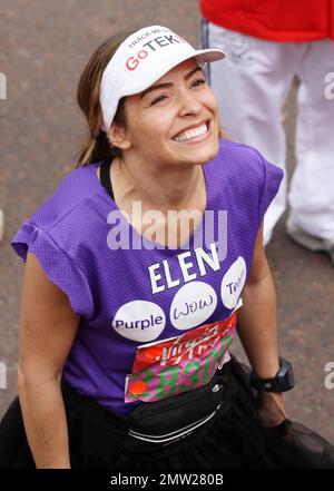 Elen Rives at the finish line following the 2011 Virgin London Marathon. London, UK. 04/17/11. Stock Photo