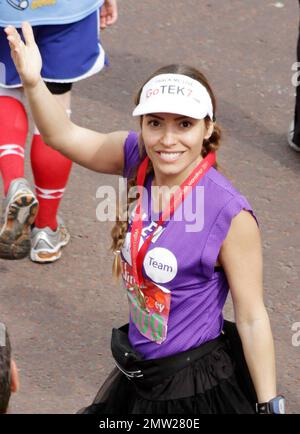 Elen Rives at the finish line following the 2011 Virgin London Marathon. London, UK. 04/17/11. Stock Photo