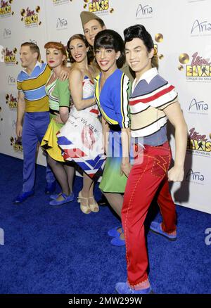 Cast members at the world premiere of Cirque du Soleil's 'Viva Elvis' at the Aria Resort and Casino in Las Vegas, NV. 2/19/10.     . Stock Photo