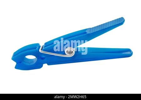 1 blue clothespin isolated on white background Stock Photo