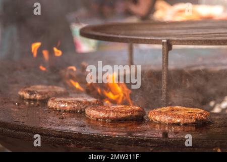 meat cutlets are cooked on an open fire. grill, barbecue Stock Photo