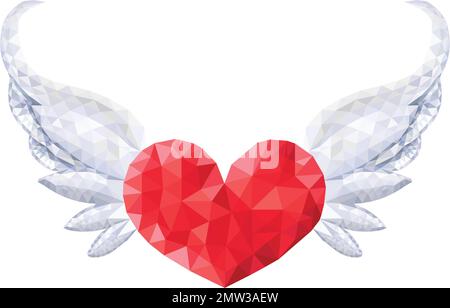 WINGED HEART LOW POLY STYLE Stock Vector