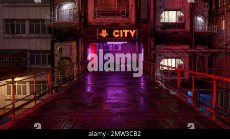 Cyberpunk Neon City Night. Futuristic City Scene in a Style of Pixel Art.  80 S Wallpaper. Retro Future Stock Illustration - Illustration of  skyscraper, architecture: 267715208