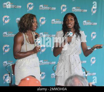 Owner and Managing General Partner of the Miami Dolphins, Stephen M. Ross, announced today that Venus and Serena Williams, who have 18 Grand Slam singles titles combined and are residents of Palm Beach Gardens, are joining the organization as limited partners of the franchise. The Williams sisters are the first female African-Americans to hold an ownership stake in a NFL franchise and one of the few African-Americans league-wide to hold this unique distinction.   'We are thrilled to have Venus and Serena join the Dolphins as limited partners,' said Ross. 'They are among the most admired athlet Stock Photo