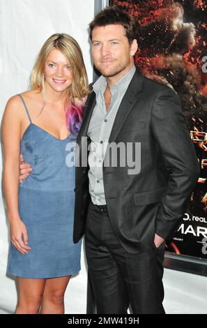 Sam Worthington and wife at the premiere of 'Wrath of the Titans' at the AMC Lincoln Square. New York, NY. 26th March 2012. Stock Photo