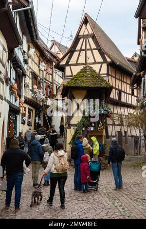 Eguisheim, France - 12 27 2022: Eguisheim, the most beautiful village in France Stock Photo