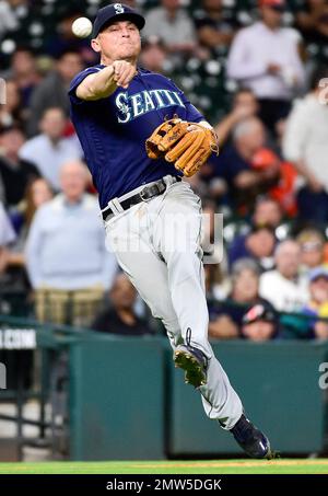 Houston Astros Yuli Gurriel (L) scores against New York Yankees catcher  Gary Sanchez in the fifth inning on a double by teammate Brian McCan in  game 7 of the American League Championship