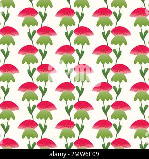Seamless floral pattern based on traditional folk art ornaments. Colorful flowers on light background. Scandinavian style. Sweden nordic style. Vector Stock Vector