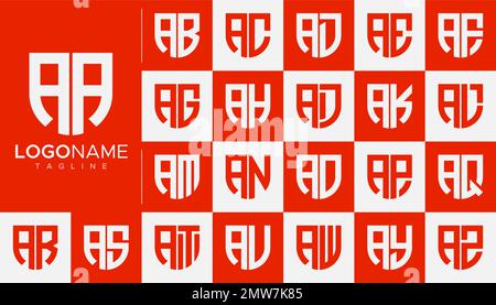 Set of letter A logo design branding. Modern A letter logo template. Stock Vector