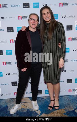 London, UK . 1 February, 2023 . Rocky Clarke and Emily Scarratt pictured attending the Legends of Rugby Dinner 2023 in aid of Nordoff Robins held at the JW Marriot Grosvenor House Hotel. Credit:  Alan D West/EMPICS/Alamy Live News Stock Photo