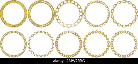Round Chain frame. Circle chains border. Boho bracelet Stock Vector