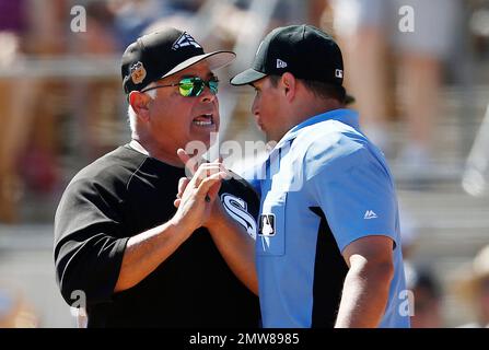 St. Louis, United States. 17th Apr, 2023. Major League umpire crew (L to R)  Manny Gonzalez, Adrian Johnson, Junior Valentine and Quinn Wolcott, pose  for a photo before the Arizona Diamonbacks-St. Louis