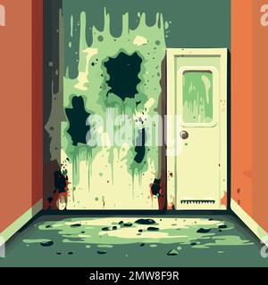 musty wall of contaminated room mold fungus vector illustration Stock Vector