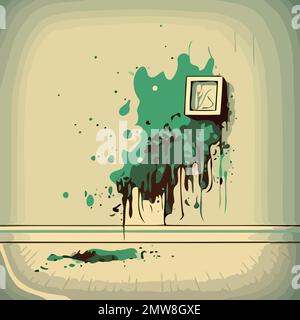 musty wall of contaminated room mold fungus vector illustration Stock Vector