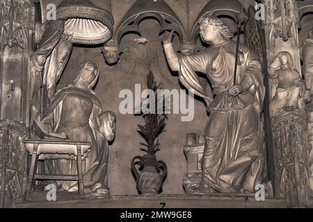 Chartres Francja, France, Frankreich, Cathédrale Notre-Dame, Cathedral of Our Lady, Kathedrale, Katedra, Choir wall - Annunciation scene, Jehan Soulas Stock Photo