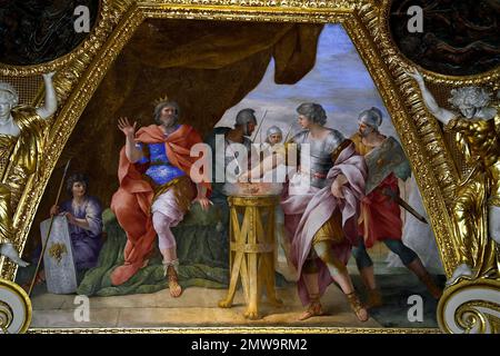 Paryż, Paris, Louvre Museum, Francja, France, Frankreich, Mucius Scaevola before Lars Porsenna - Giovanni Francesco Romanelli; Stock Photo