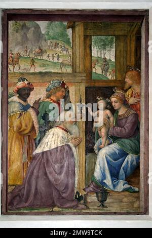 Paryż, Paris, Louvre Museum, Francja, France, Frankreich, Bernardino Luini Adoration of the Magi, detached fresco; Anbetung der Könige; 三博士来朝 Stock Photo