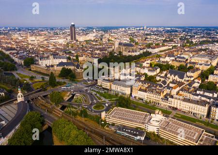 Aerial view of french city Nantes Stock Photo