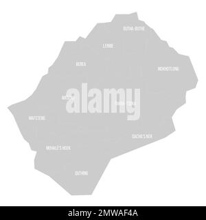 Lesotho political map of administrative divisions Stock Vector