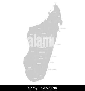 Madagascar political map of administrative divisions Stock Vector