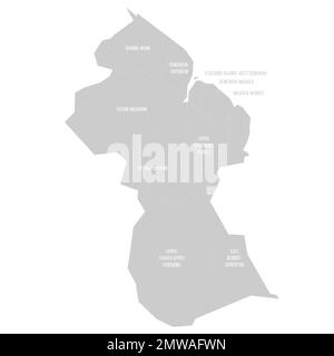 Guyana political map of administrative divisions Stock Vector