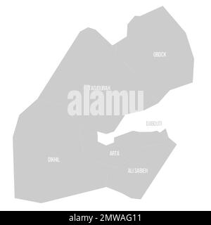 Djibouti political map of administrative divisions Stock Vector