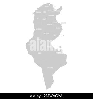 Tunisia political map of administrative divisions Stock Vector