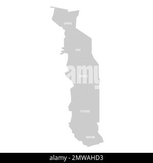 Togo political map of administrative divisions Stock Vector