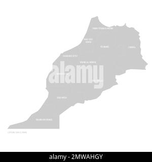 Morocco political map of administrative divisions Stock Vector