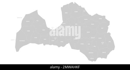 Latvia political map of administrative divisions Stock Vector