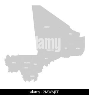 Mali political map of administrative divisions Stock Vector