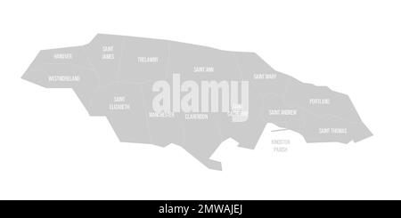 Jamaica political map of administrative divisions Stock Vector