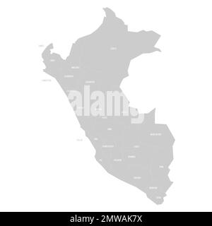 Peru political map of administrative divisions Stock Vector