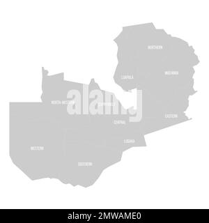 Zambia political map of administrative divisions Stock Vector