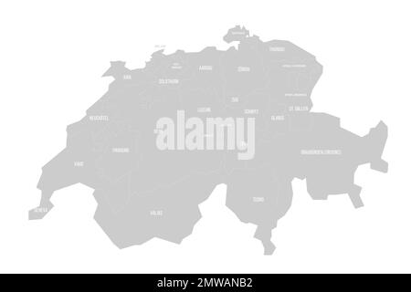 Switzerland political map of administrative divisions Stock Vector