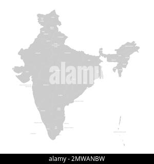 India political map of administrative divisions Stock Vector