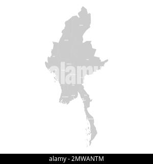 Myanmar political map of administrative divisions Stock Vector