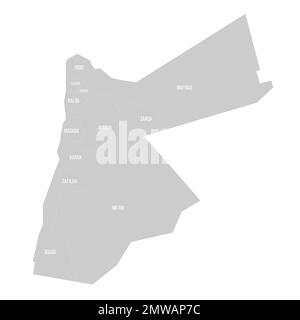 Jordan political map of administrative divisions Stock Vector