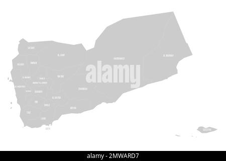 Yemen political map of administrative divisions Stock Vector