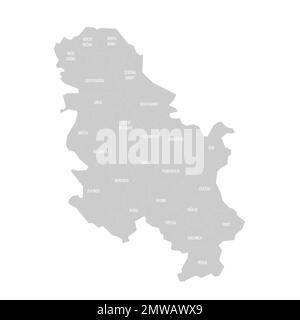 Serbia political map of administrative divisions Stock Vector