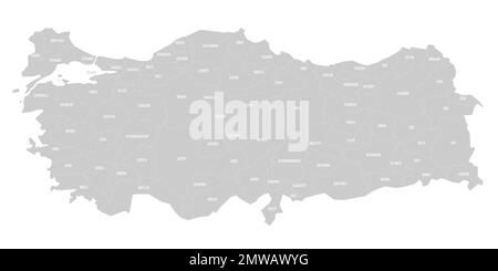 Turkey political map of administrative divisions Stock Vector