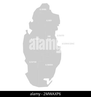 Qatar political map of administrative divisions Stock Vector