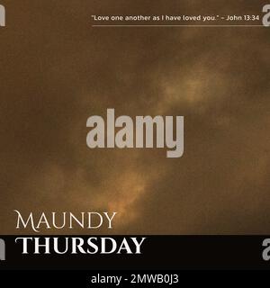 Composition of maundy thursday text and copy space on clouds background Stock Photo